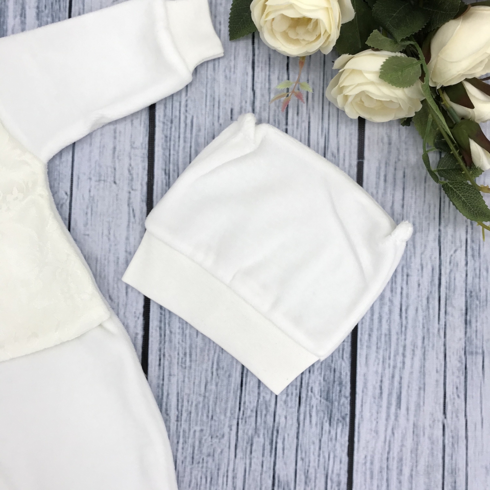 261-М. Комбинезон с шапкой, хлопок 80% велюр 20%  ПЭ, молочный