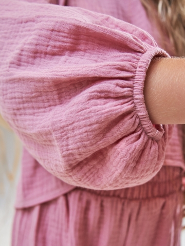 329-ПУ. Костюм детский Палаццо, пудра, хлопок 100%  муслин, размеры 98,104,110,116