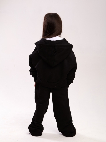 344-Ч. Костюм детский оверсайз на молнии, черный, хлопок 65%, 35% ПЭ, 3-х нитка без начеса 98,104,110,116