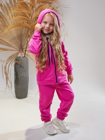 Купить оптом 328-Ф. Костюм детский  на молнии, фуксия, хлопок 65%, 35% ПЭ, 3-х нитка без начеса 80,86,92 в Абакане