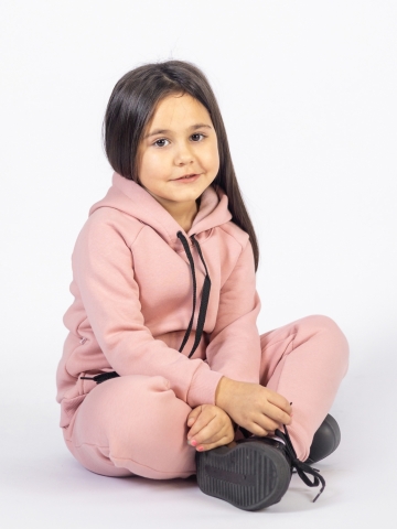 296-П. Свитшот с капюшоном  + Штаны, хлопок 65%, 35% ПЭ, 3-х нитка (начес) пудра 146,152,158