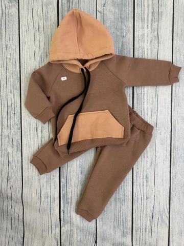 Купить оптом 296-РАЗ. Худи +Брюки детские, хлопок 65%, 35%  ПЭ, 3-х нитка (начес) разноцветный 80,86,92 в Абакане