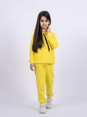 311-Ж. Свитшот с капюшоном + Штаны, хлопок 65%, 35% ПЭ, 3-х нитка ( без начеса)  желтый 98,104,110,116