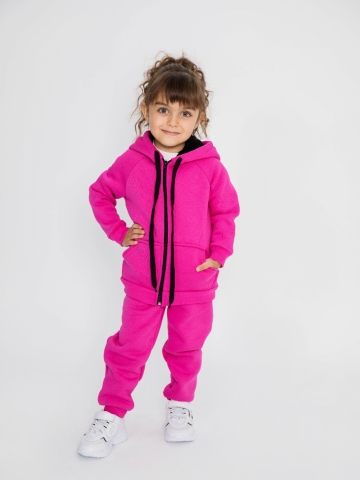 Купить оптом 319-Ф. Костюм детский  на молнии, фуксия, хлопок 65%, 35% ПЭ, 3-х нитка (начес) 80,86,92 в Абакане