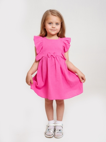 322-Ф. Платье из муслина детское, хлопок 100% фуксия, р. 74,80,86,92