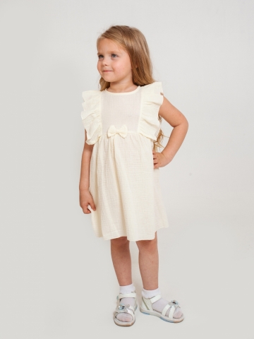 Купить 322-СЛ. Платье из муслина детское, хлопок 100% сливочный, р. 98,104,110,116 в Абакане