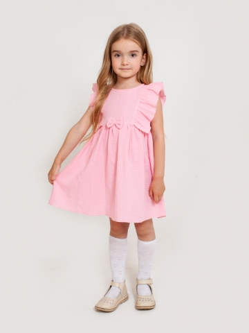 Купить 322-Р. Платье из муслина детское, хлопок 100% розовый, р. 98,104,110,116 в Абакане