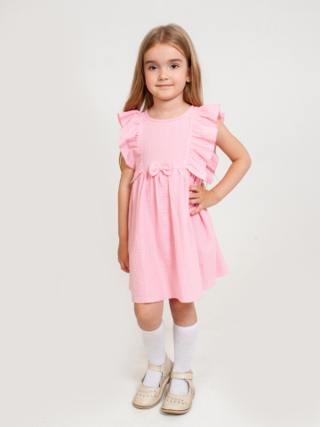Купить 322-Р. Платье из муслина детское, хлопок 100% розовый, р. 74,80,86,92 в Абакане